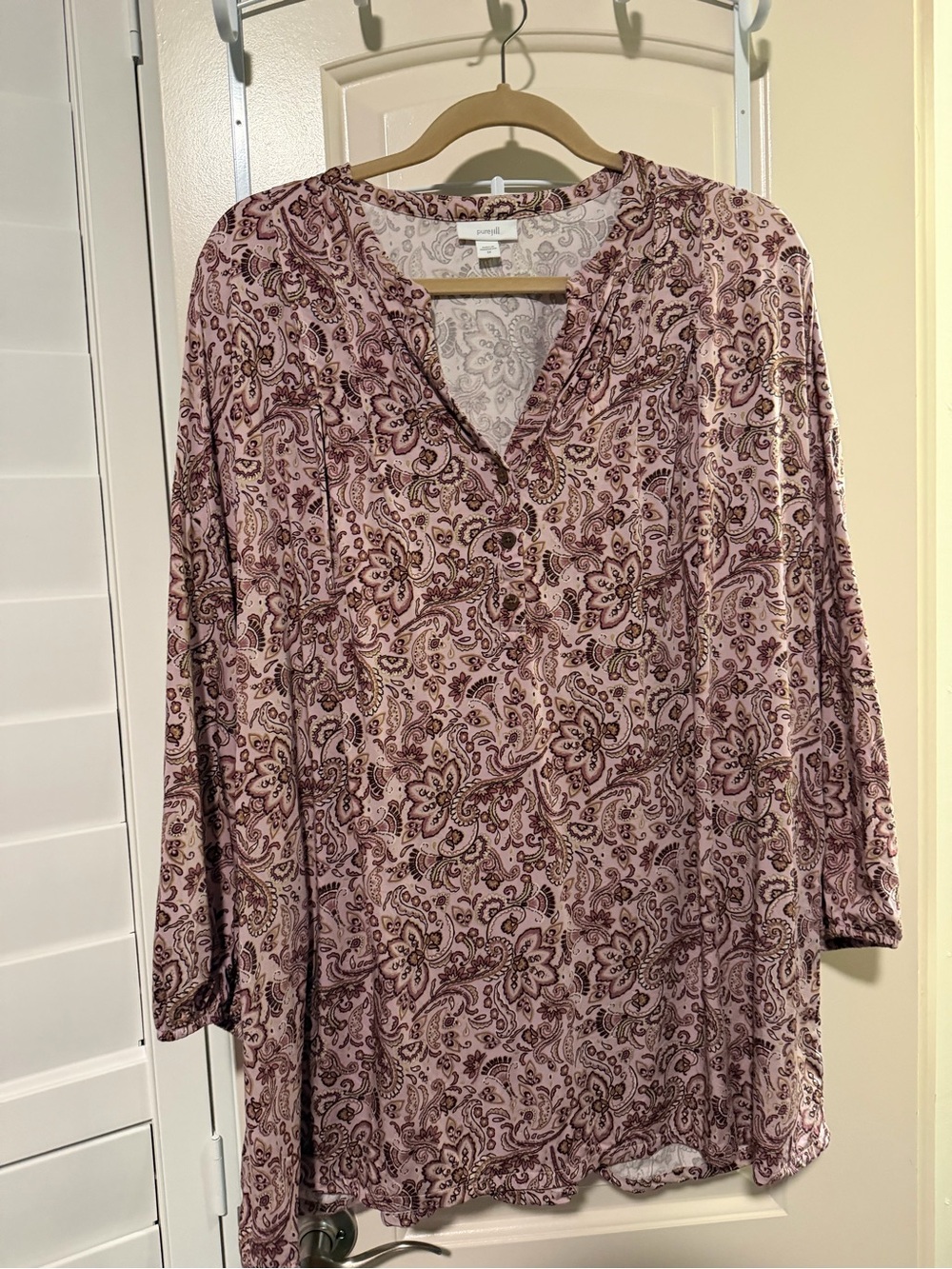J. Jill Dusty Rose Paisley V-Neck Tunic